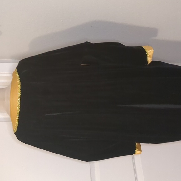 Vintage Serengeti Black Velvet Maxi Robe Kaftan Gold Satin Trim SZ. S Oversized - Picture 7 of 15